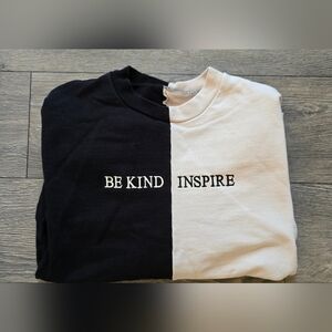 The Bureau Two-Tone Color Block Crewneck Sweatshirt Be Kind Inspire Black & Tan